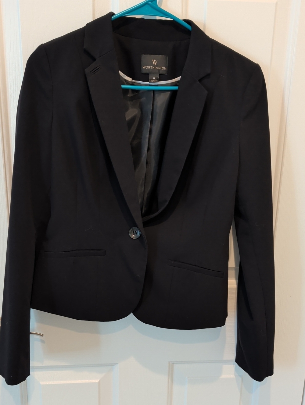 Worthington Black Women's One-Button Cropped Blazer